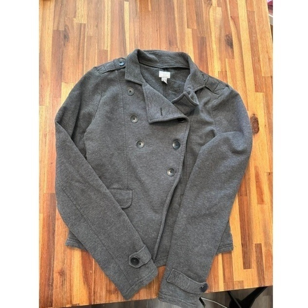 Converse One Star Womens Gray Double Breasted Fleece Pea Coat Jacket Medium